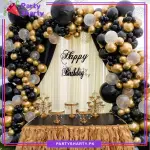 100pcs Black & Metallic Golden with Confetti Balloons Garland Arch Kit