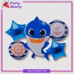 5pcs/Set D-2 Baby Shark Cartoon Foil Balloons Set For Theme Decoration