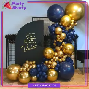 82pcs Navy Blue & Golden Balloons Garland Arch Kit