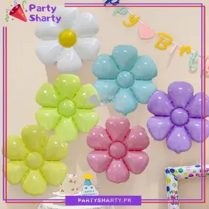 Vibrant Pastel Colors Flower Foil Balloon for Birthday Party